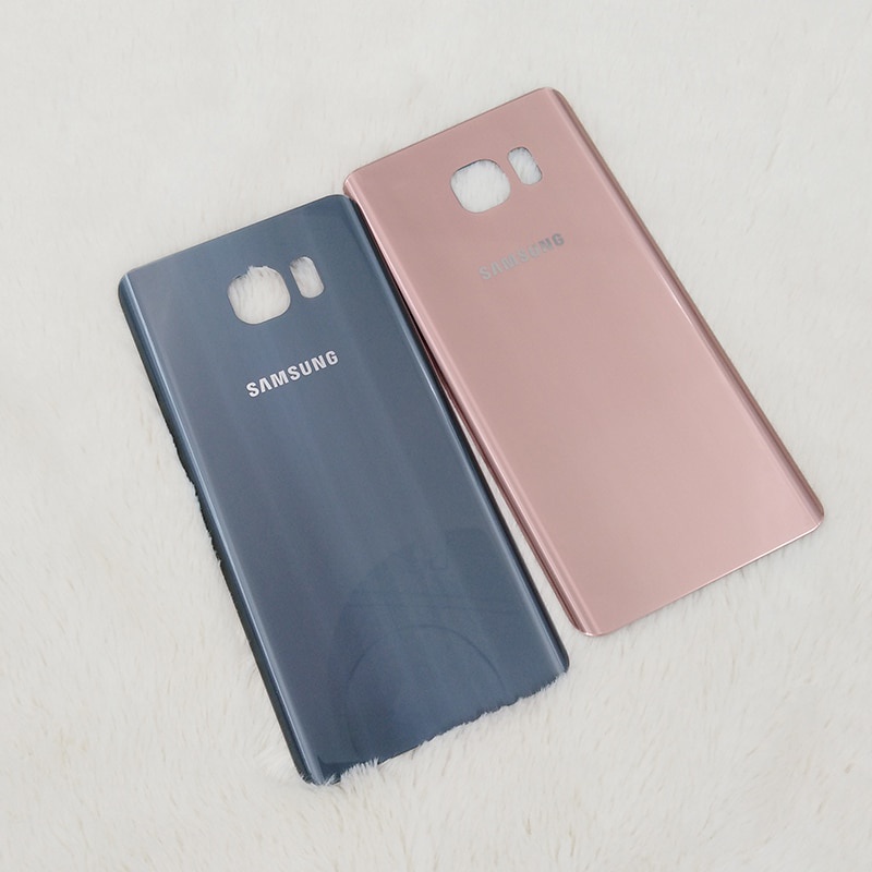 Original Samsung Note 5ฝาหลังแบตเตอรี่ด้านหลังแผงประตูเปลี่ยนสำหรับ Galaxy Note5 SM-N9208 N9200พร้อมสติกเกอร์