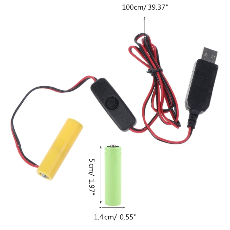 R* แบตเตอรี่ดัมมี่ USB เป็น 3V LR6 AA พร้อมสวิตช์ สําหรับวิทยุควบคุมระยะไกล ไฟ LED
