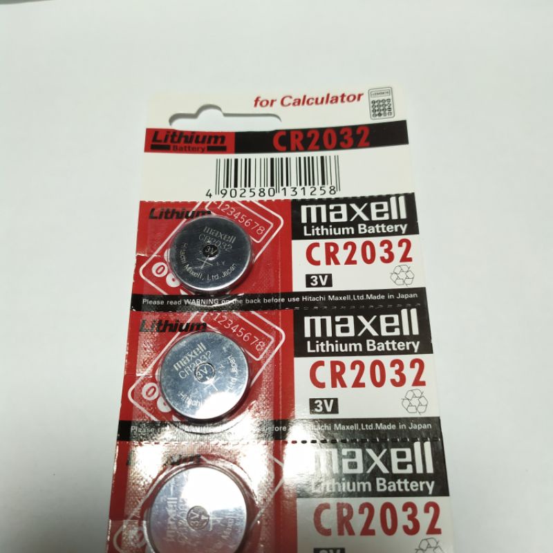 แบตเตอรี่​CR2032​ ใส่เรดดอท, กล้องสโคป​ CR2032​ (3v)Maxell​ Lithium​ Battery​ ราคา/1ก้อน