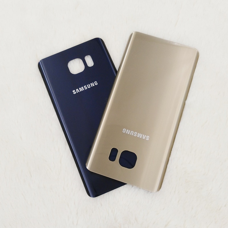 Original Samsung Note 5ฝาหลังแบตเตอรี่ด้านหลังแผงประตูเปลี่ยนสำหรับ Galaxy Note5 SM-N9208 N9200พร้อมสติกเกอร์