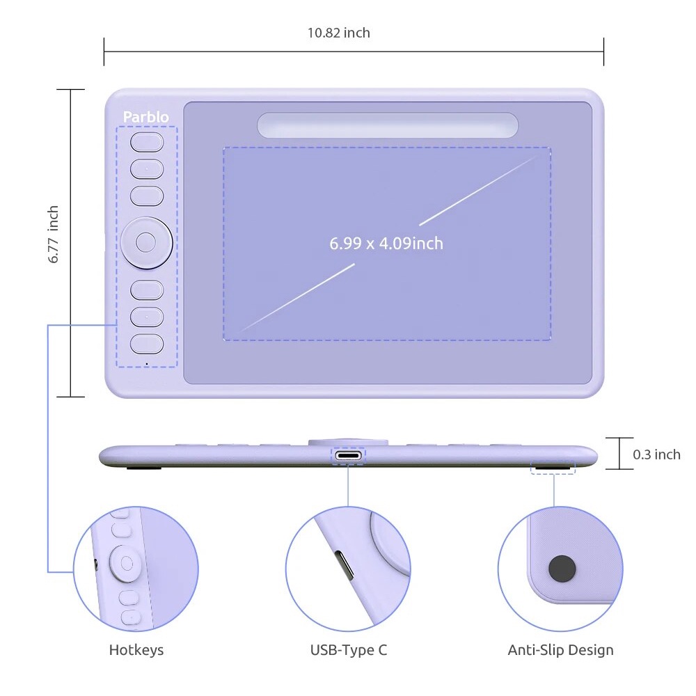 Parblo Intangbo S/M แท็บเล็ตกราฟฟิคดิจิทัล 7x4 นิ้ว สําหรับวาดภาพ OSU Game พร้อม Styl ND ไร้แบตเตอรี่