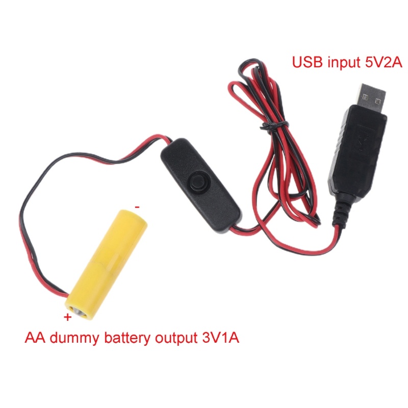 R* แบตเตอรี่ดัมมี่ USB เป็น 3V LR6 AA พร้อมสวิตช์ สําหรับวิทยุควบคุมระยะไกล ไฟ LED