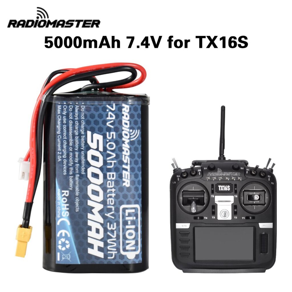 Li-Ion Battery RadioMaster TX16S TX12S 2S 7.4V 5000mAh JST-XH and XT30.ใช้กับ TBS Crossfire Module แบตเตอรี่ battery