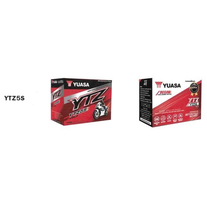 แบตเตอรี่ YUASA YTZ5S 12V 5A New ยัวร์ซ่า ฉลากใหม่ 2024 แบตแห้ง สำหรับ wave click110 scoopy zoomer x fino mio YTZ5S