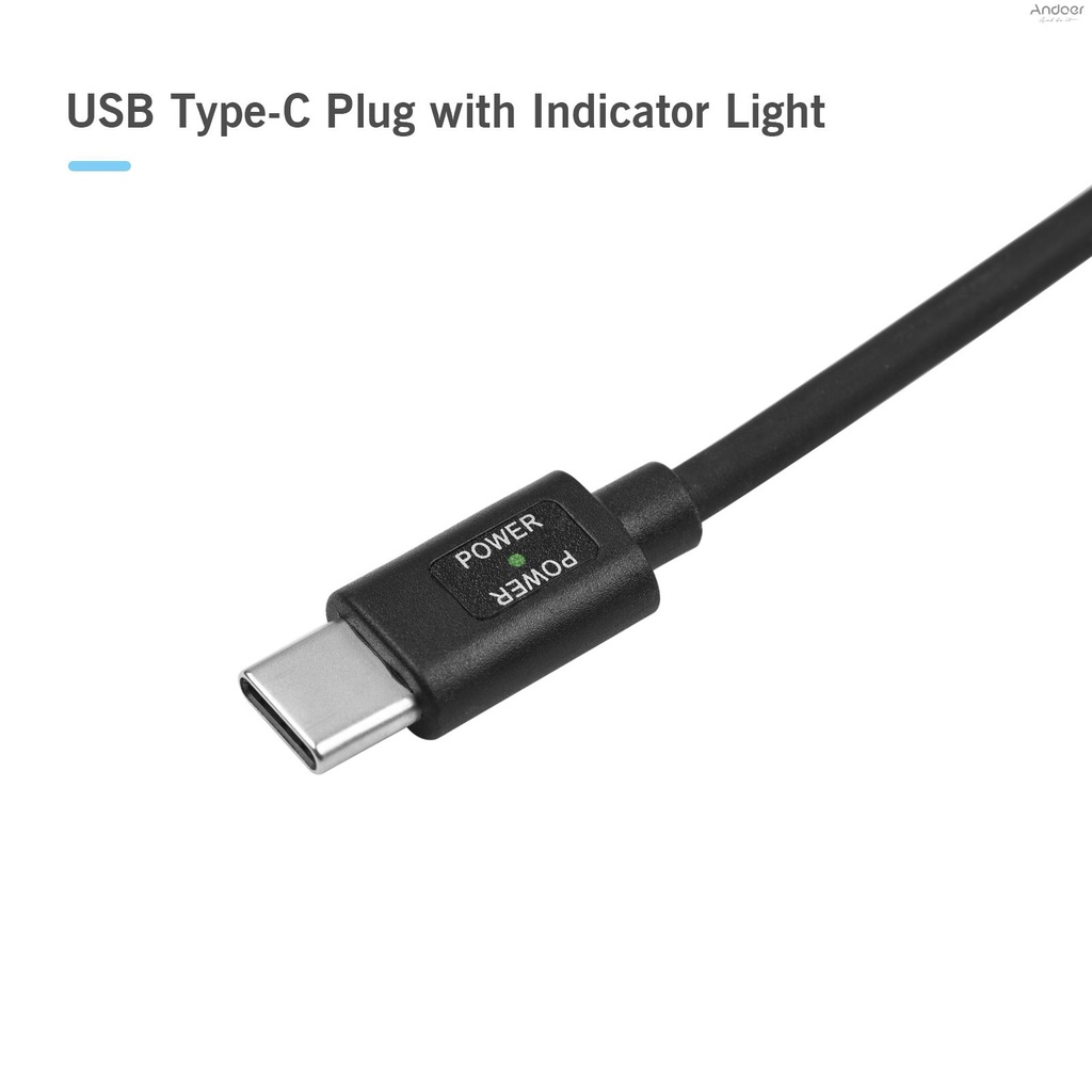 Andoer สายเคเบิลเชื่อมต่อ 15V PD3.0 USB Type-C ตัวผู้ เป็น 15V D-Tap ตัวผู้ สําหรับแบตเตอรี่ V-mount