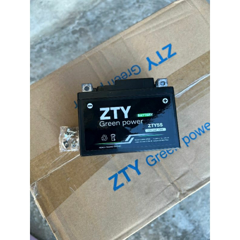 แบตเตอรี่มอเตอร์ไซด์ ยกลัง บรรจุ10ก้อน ZTY5S Green Power เวฟทุกรุ่น Wave Sonic Scoopy Fino Click 110/125 อื่นๆ  5A/12V