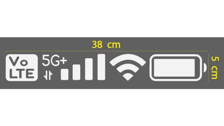 สติ๊กเกอร์ ตัด ไดคัท รูป คลื่น โทรศัพท์ มือถือ สัญญาณ Wi-Fi แบตเตอรี่ VoLTE 5G+ ขนาดสูง 5 ซม.