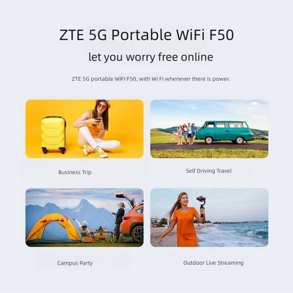 [งดสั่งใน Live] Zte F50 5G Pocket MiFi 5G Sub-6 SA NSA N1 5 8 28 41 78 4G Cat15 2.4G 5G Wifi (ไม่มีแบตเตอรี่)