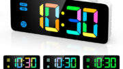 Oria นาฬิกาปลุกดิจิทัล USB ใช้แบตเตอรี่ พร้อมไฟแบ็คไลท์ LED 7 RGB หรี่แสงได้ 4 ระดับ สําหรับเด็ก นอนหลับหนัก