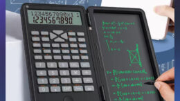 เครื่องคิดเลขวิทยาศาสตร์ หน้าจอ LCD ขนาด 6 นิ้ว พับได้ แบบพกพา (แบตเตอรี่ CR2025)