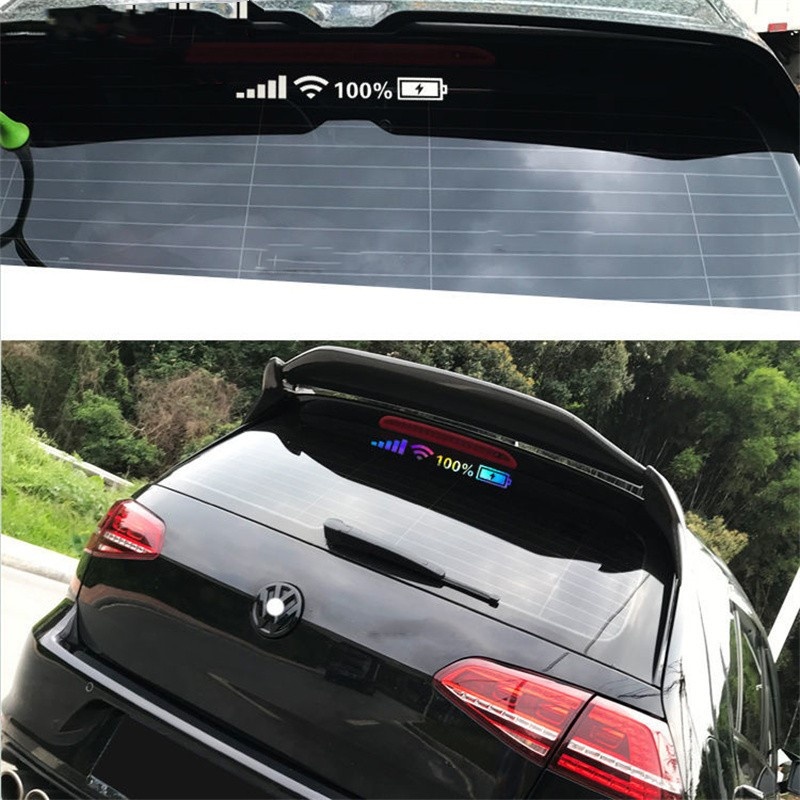 สติกเกอร์สะท้อนแสง WIFI ติดกระจกหน้ารถยนต์ แบตเตอรี่ 1 ชิ้น