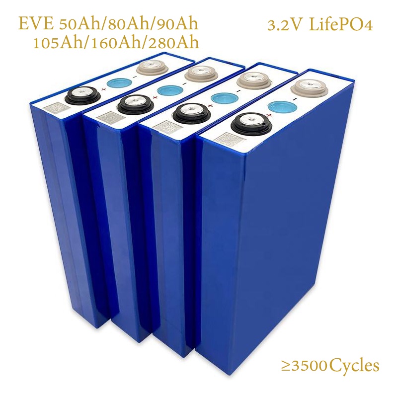 แบตเตอรี่​ ลิเธียม​ Eve  lithium ion Lifepo4 3.2v GRADE A 50-280Ah เซต1ก้อน ฟรีน็อตและบัสบาร์（1pcs new)